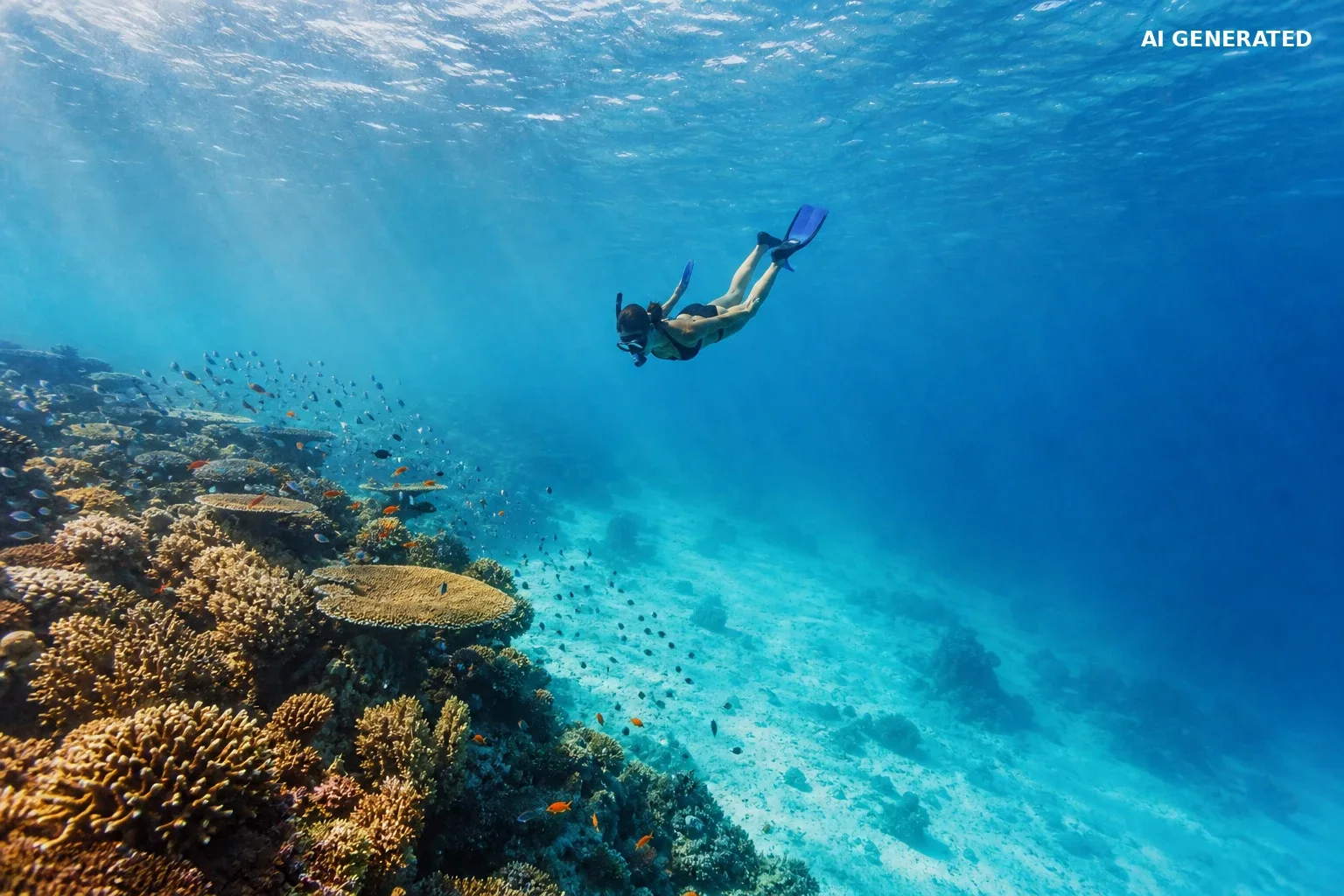 Snorkeling nad rafą domową na Malediwach.