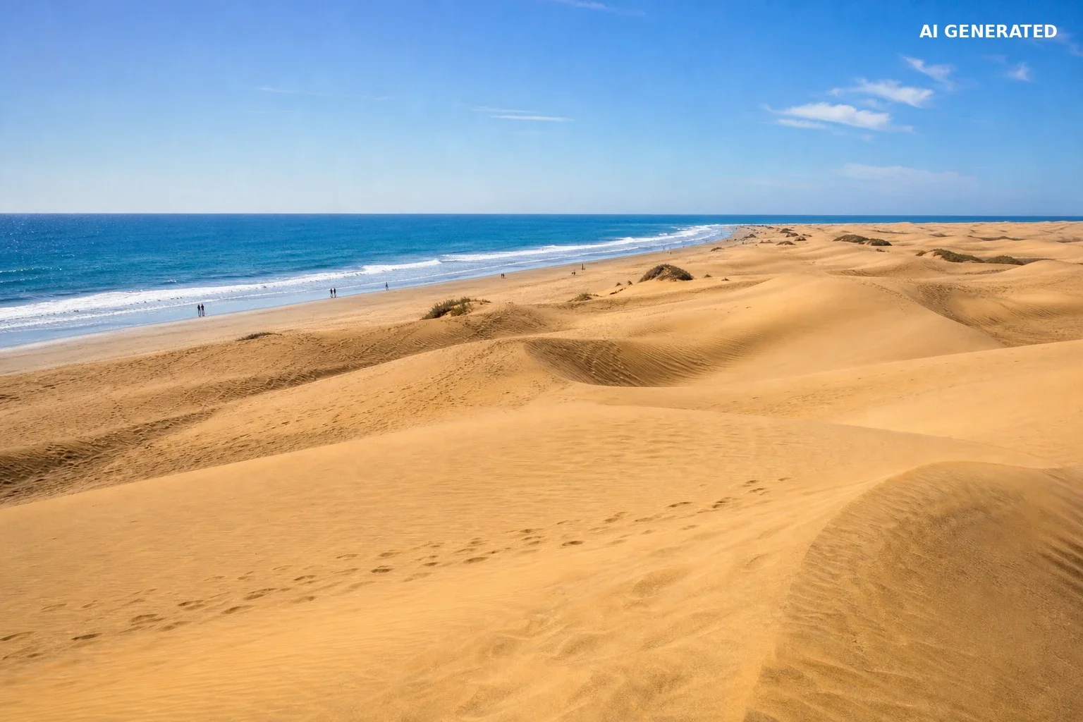 Złote wydmy Maspalomas i szeroka plaża nad Atlantykiem